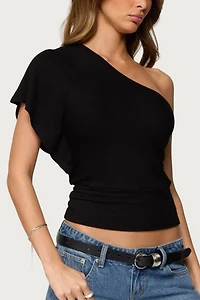 Edikted Asymmetric Striped One Shoulder Top