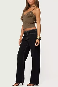 Edikted Nora Buttons V Neck Tank Top