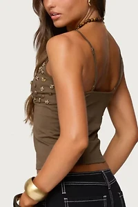 Edikted Nora Buttons V Neck Tank Top