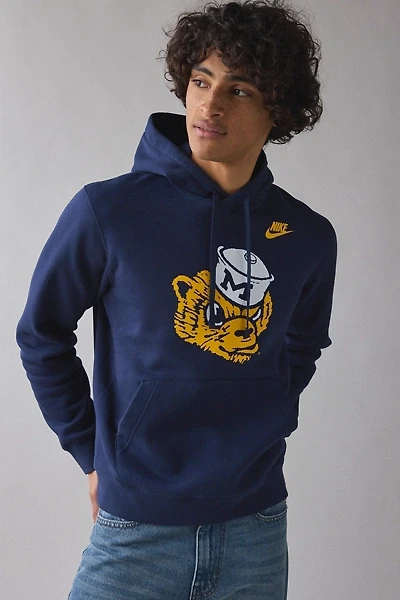 Fanatics Michigan Wolverines Team Logo Graphic Nike Legacy Club Fleece Hoodie Sweatshirt