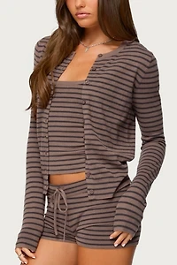 Edikted Lillian Striped Button Up Knit Cardigan