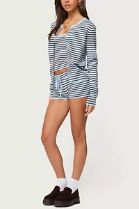 Edikted Lillian Striped Button Up Knit Cardigan