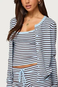 Edikted Lillian Striped Button Up Knit Cardigan