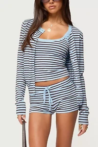 Edikted Lillian Striped Button Up Knit Cardigan