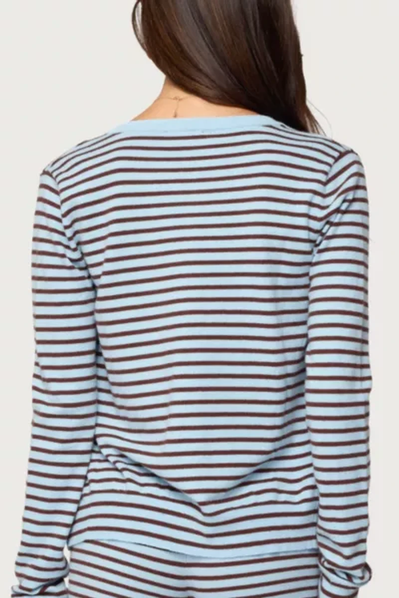 Edikted Lillian Striped Button Up Knit Cardigan