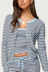 Edikted Lillian Striped Button Up Knit Cardigan