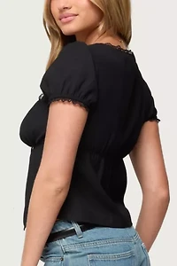 Edikted Lacey Split Front Lace Up Top