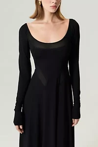 Nocturne Sheer Detail Maxi Dress