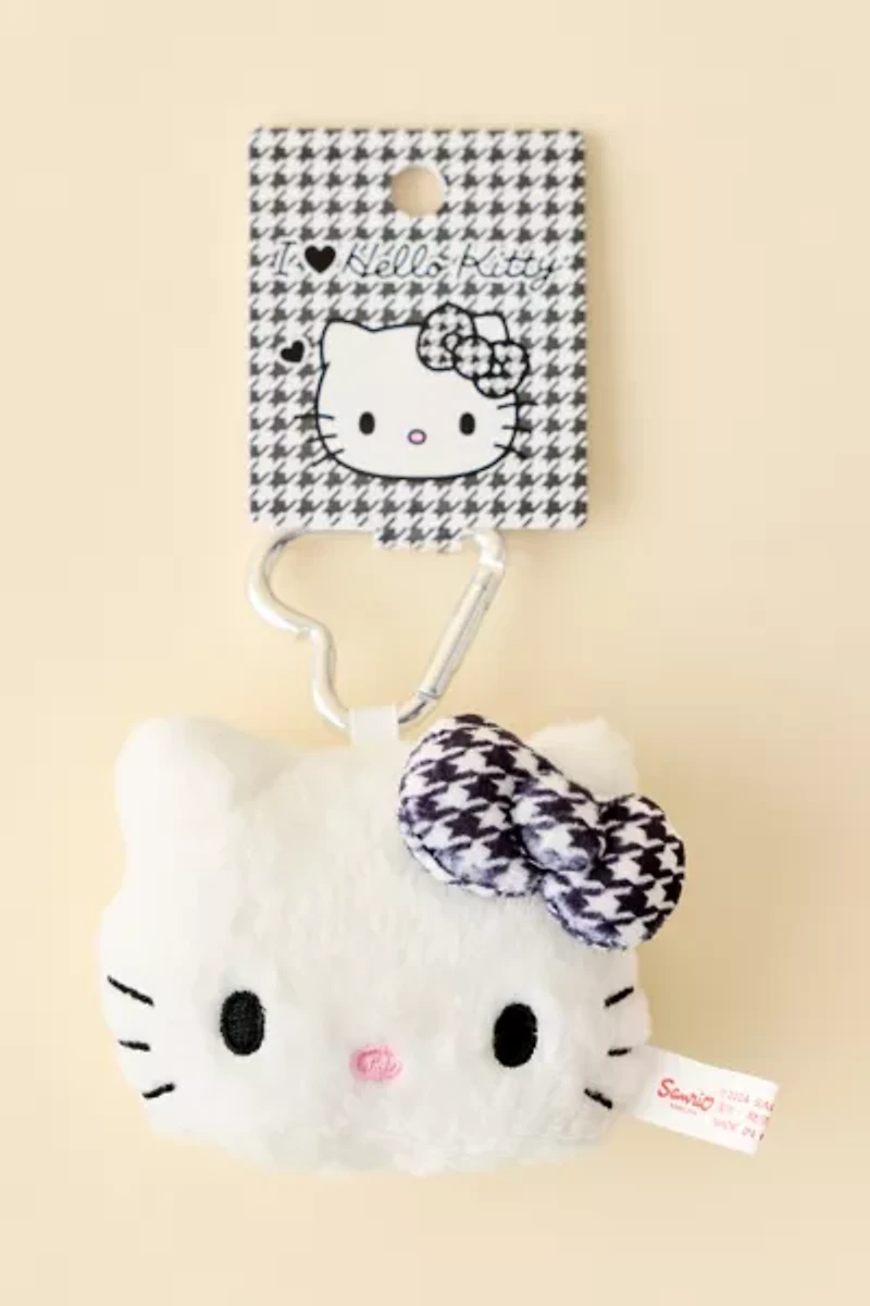 Sanrio Hello Kitty Face Mascot Gingham Plushie Keychain