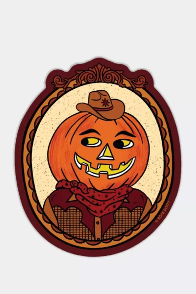 Boss Dotty Cowboy Jack-O-Lantern Sticker