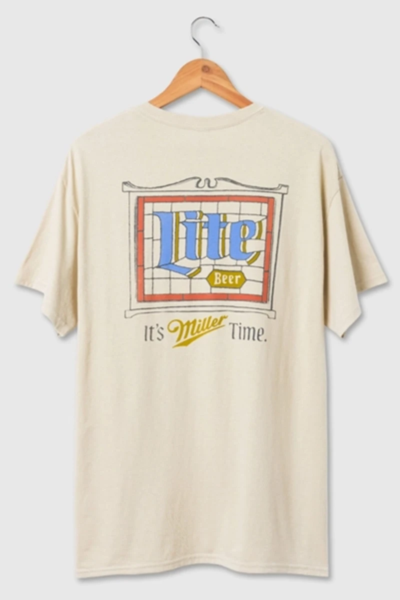 Junk Food Miller Lite Stain Glass Flea Market Tee