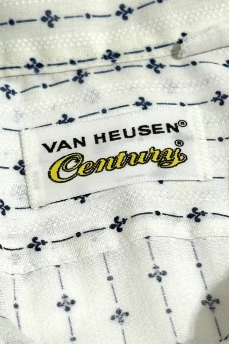 Vintage 1970's Van Huesen Century Fleur Stripe Print Shirt