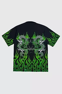 Vintage 1990's Authentic Shaolin Flaming Dragon Lounge Shirt