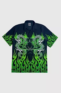 Vintage 1990's Authentic Shaolin Flaming Dragon Lounge Shirt
