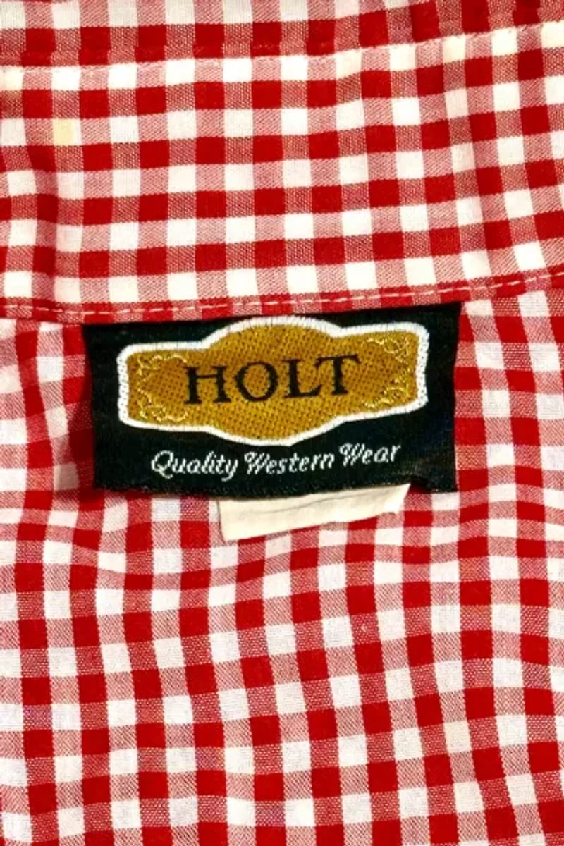 Vintage 1990's Holt Check Seersucker Western Pearl Snap Shirt