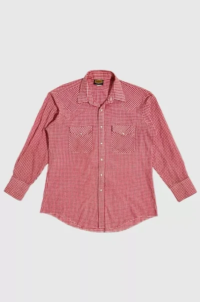 Vintage 1990's Holt Check Seersucker Western Pearl Snap Shirt