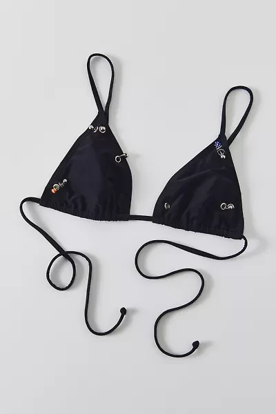 Vintage By RSTY Colorful Pierced Triangle Bikini Top