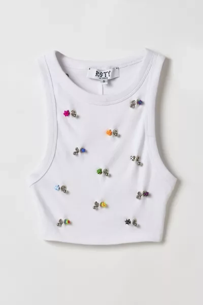 Vintage By RSTY Charm Pierced Grommet Cropped Tank Top