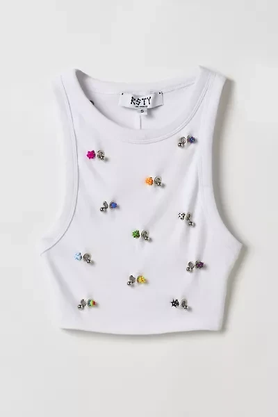 Vintage By RSTY Charm Pierced Grommet Cropped Tank Top