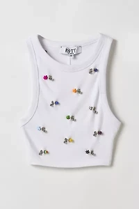 Vintage By RSTY Charm Pierced Grommet Cropped Tank Top