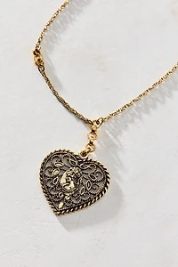 Somewhere Tonight Filigree Heart Pendant Necklace