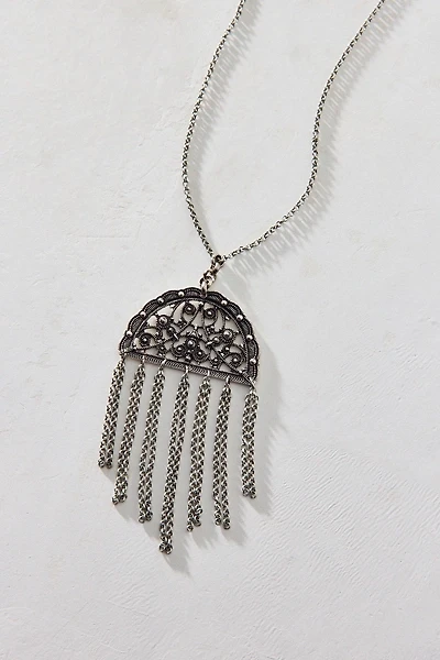Filigree Fringe Pendant Layered Necklace