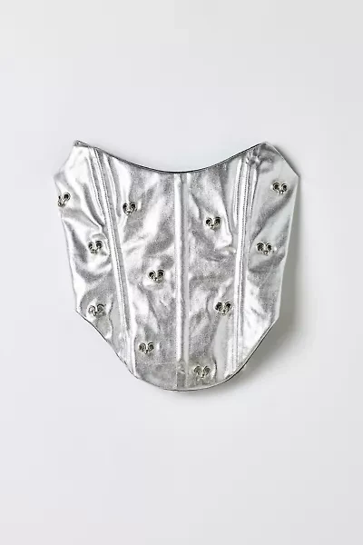 Vintage By RSTY Pierced Grommet Chrome Corset Top
