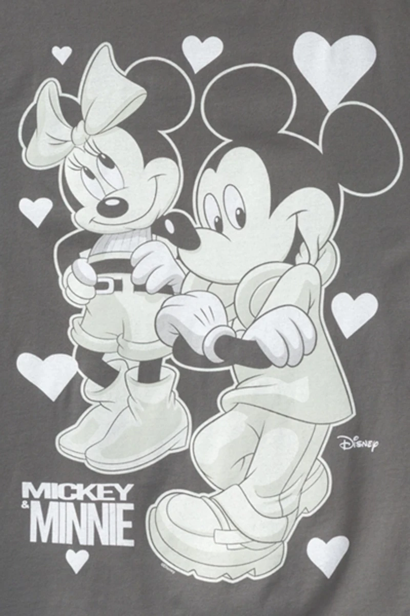 Junk Food Mickey and Minnie Hearts Oversized Tee