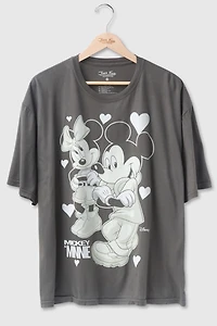 Junk Food Mickey and Minnie Hearts Oversized Tee