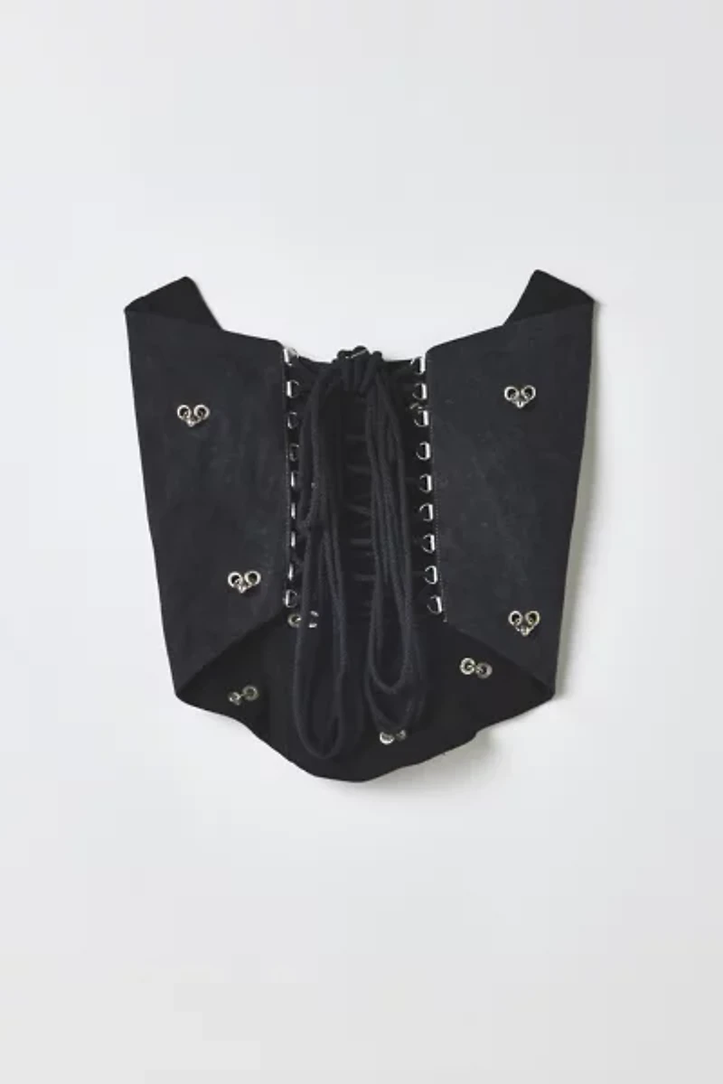Vintage By RSTY Black Pierced Grommet Studded Corset Top