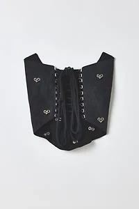 Vintage By RSTY Black Pierced Grommet Studded Corset Top