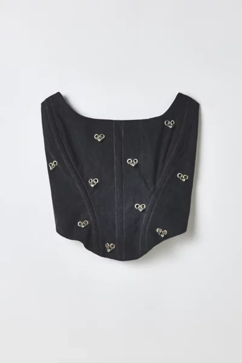 Vintage By RSTY Black Pierced Grommet Studded Corset Top
