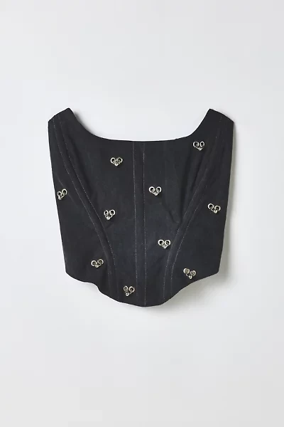 Vintage By RSTY Black Pierced Grommet Studded Corset Top