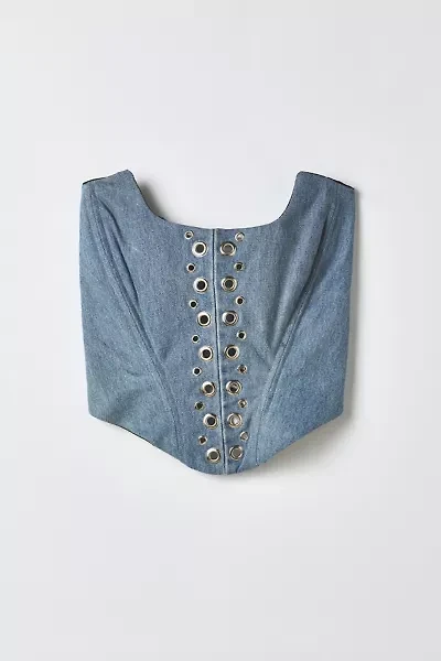 Vintage By RSTY Grommet Studded Denim Corset Top