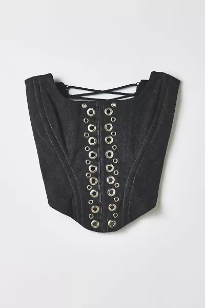Vintage By RSTY Black Grommet Studded Corset Top
