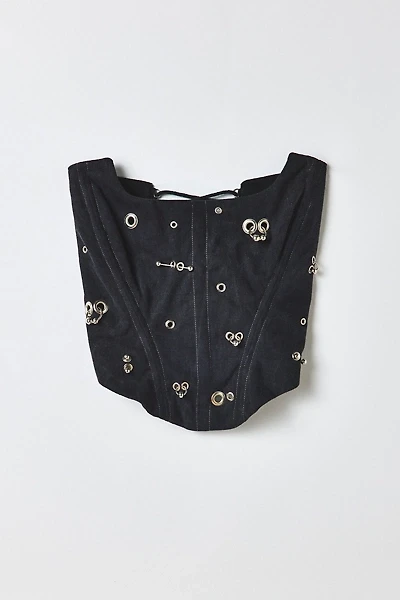 Vintage By RSTY Black Pierced Grommet Studded Corset Top