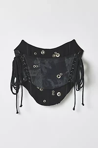 Vintage By RSTY Black Pierced Grommet Studded Side-Tie Corset Top