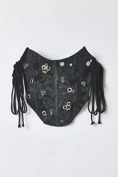 Vintage By RSTY Black Pierced Grommet Studded Side-Tie Corset Top