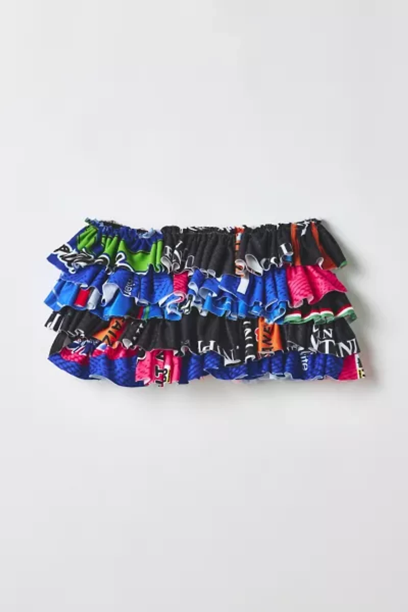 Vintage By RSTY Spliced Jersey Ruffle Micro Mini Skirt