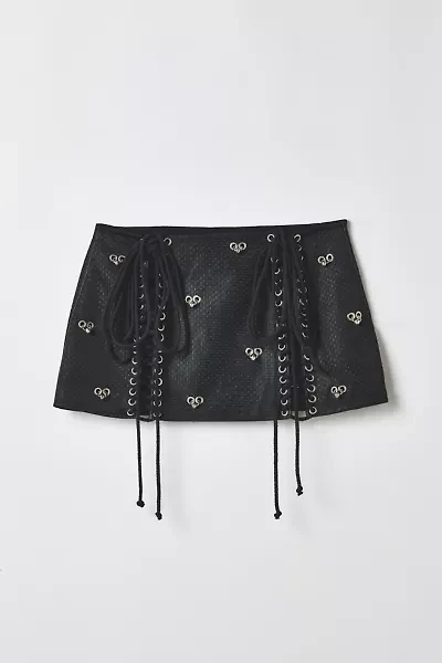 Vintage By RSTY Jersey Lace-Up Grommet Pierced Mini Skirt