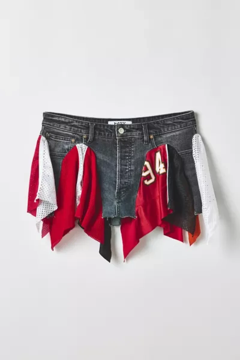 Vintage By RSTY Jersey Spliced Denim Mini Skirt