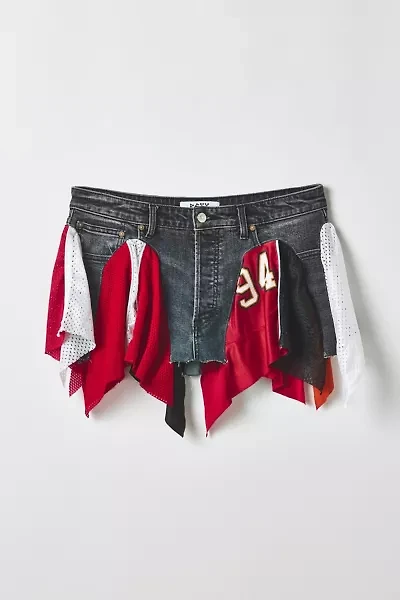 Vintage By RSTY Jersey Spliced Denim Mini Skirt