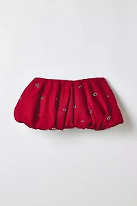 Vintage By RSTY Red Grommet Detail Bubble Micro Mini Skirt