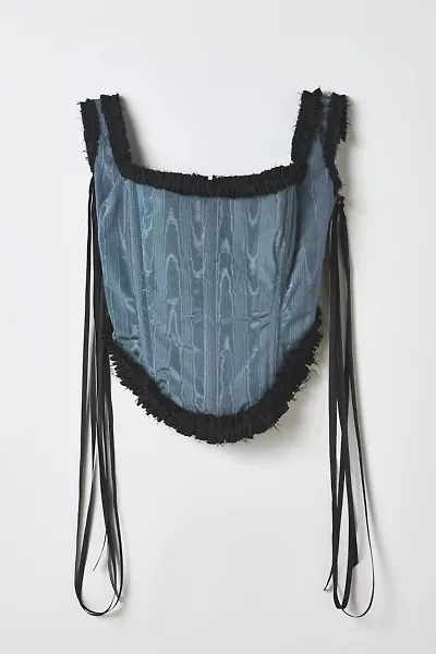 Vintage By RSTY Blue Moire Side-Tie Corset Top