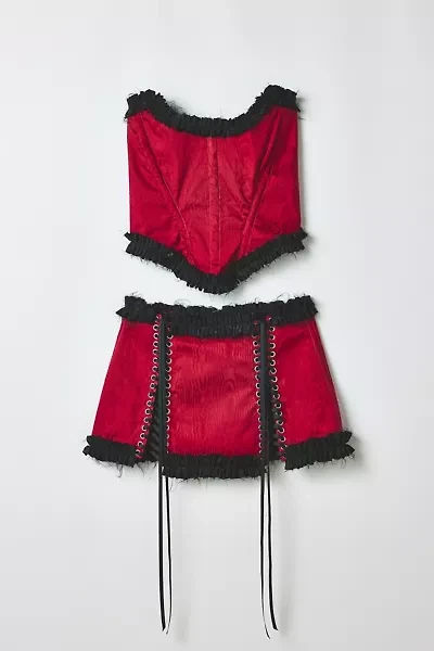 Vintage By RSTY Red Corset Top + Mini Skirt 2-Piece Set