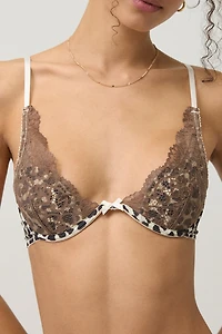 Wild Lovers Anouk Leopard Print Lace Trim Underwire Bra