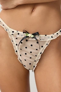 Wild Lovers Romy Sheer Polka Dot Ruffle Thong