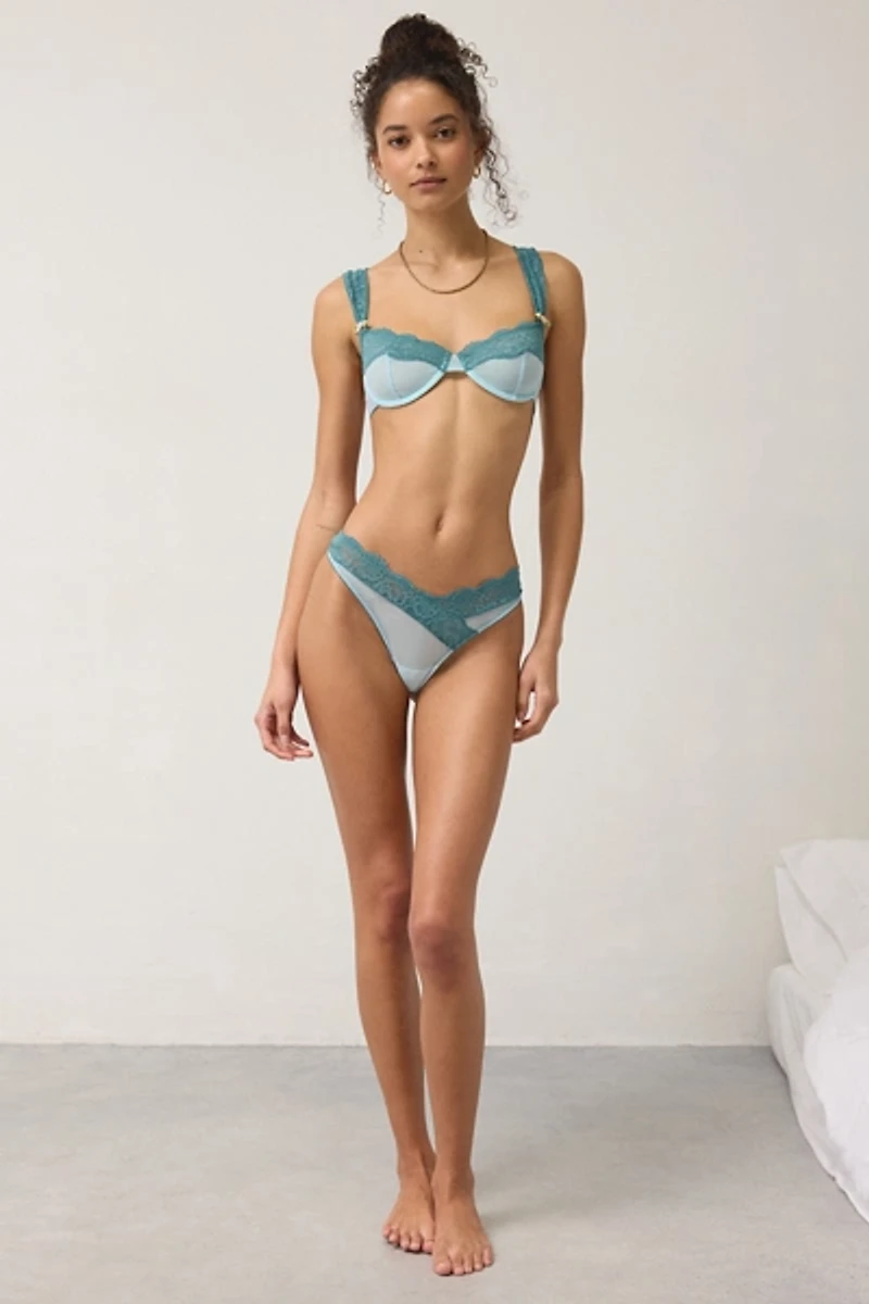 Wild Lovers Floriane Sheer Mesh Lace Trim Underwire Bra