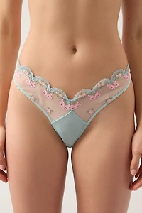 Wild Lovers Mila Embroidered Sheer Mesh Thong