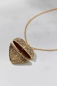 Dogwood Engraved Heart Locket Necklace
